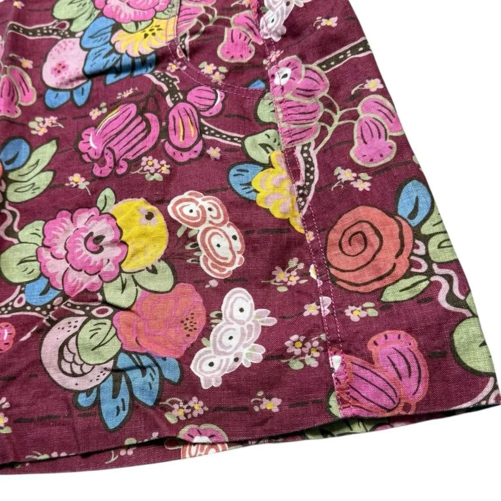|VTG| CYNTHIA STEFFE Linen Multicolor Floral Mini Skirt